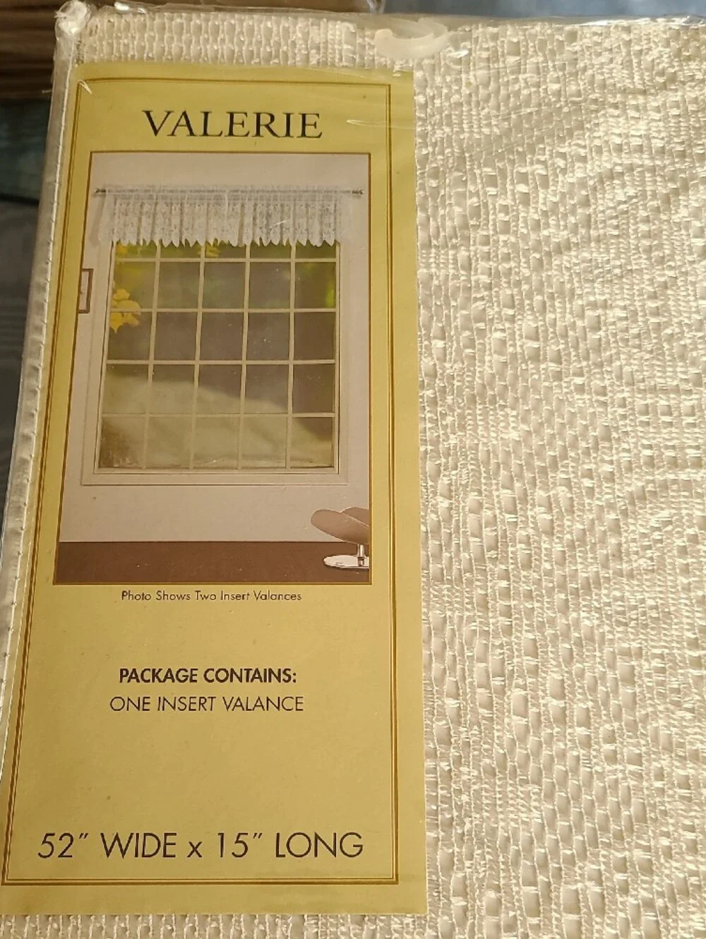 Valerie One Insert Valance - Natural White Lace Window Treatment